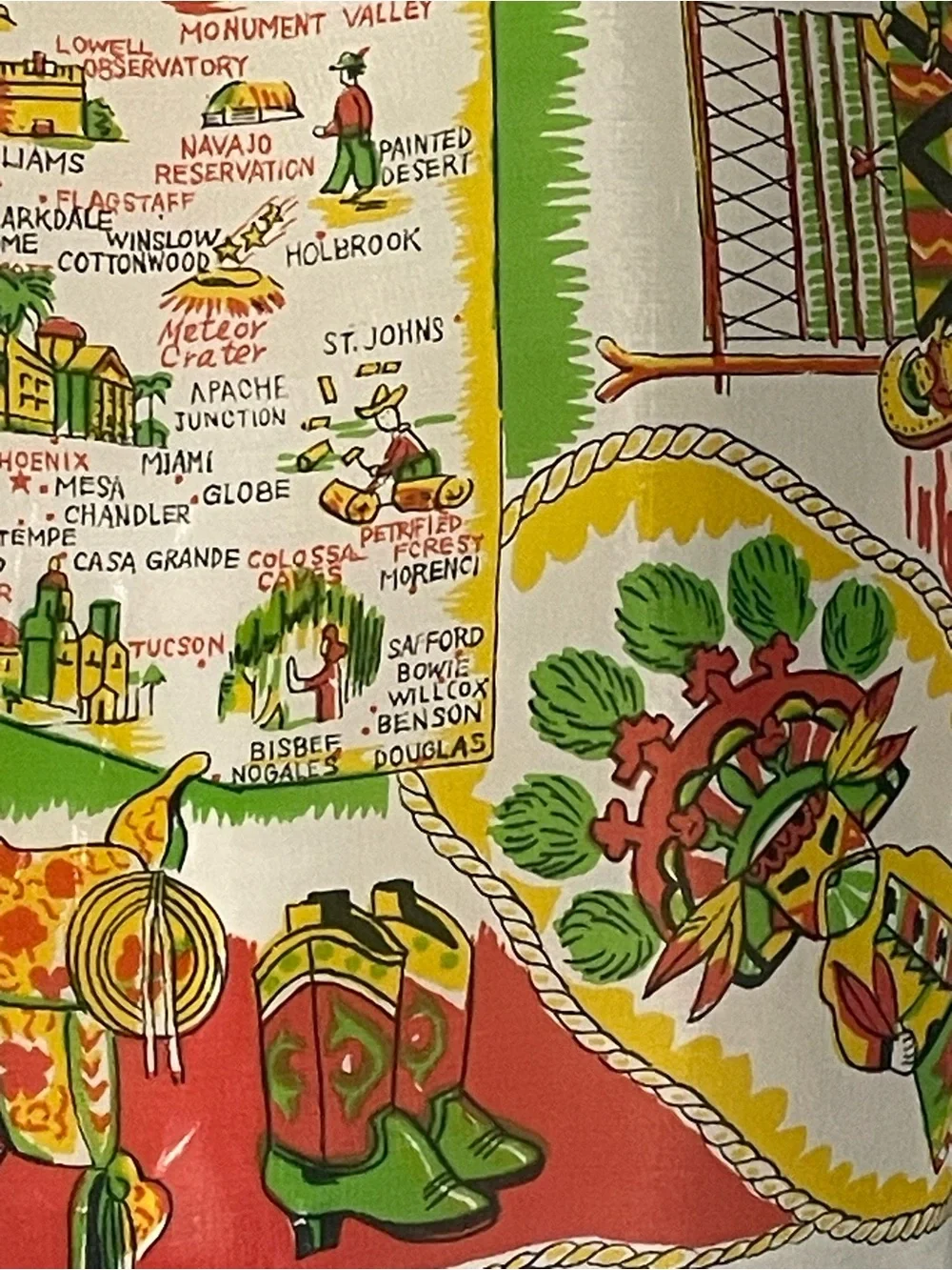 Rare Vintage 50s Arizona Souvenir Scarf Bandana 16 In Sq Excellent Condition - Picture 9 of 10